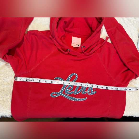 Levi’s size small red with blue polka dot appliquéd hoodie - Picture 5 of 7